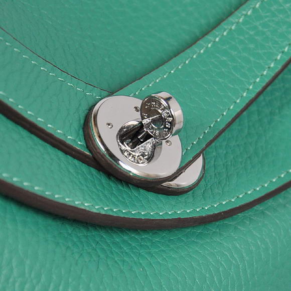 High Quality Replica Hermes Lindy 30CM Havanne Handbags 1057 Green Leather Silver Hardware - Click Image to Close